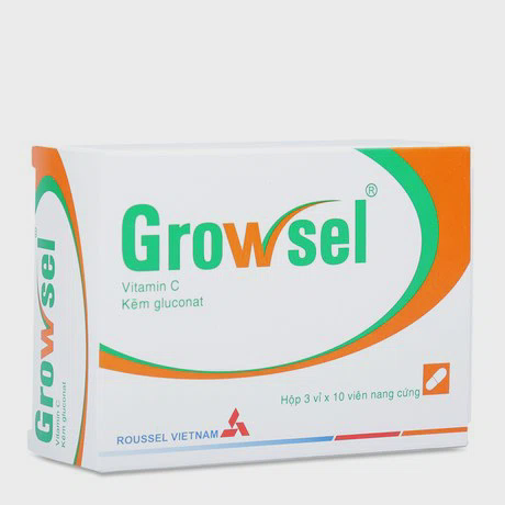 Viên nang Growsel phòng và điều trị thiếu vitamin C và kẽm (3 vỉ x 10 viên)