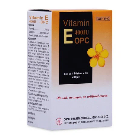 Viên nang mềm Vitamin E - OPC phòng và điều trị thiếu vitamin E (4 vỉ x 10 viên)