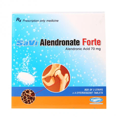 Viên sủi bọt Savi Alendronate Forte phòng và điều trị loãng xương (3 vỉ x 4 viên)