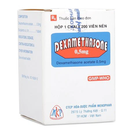 Thuốc kháng viêm điều trị các bệnh viêm gan mãn tính, viêm cầu thận & viêm mũi dị ứng Dexamethasone 0.5mg (200 viên)/hộp