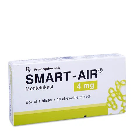 Viên nén nhai Smart Air 4mg dự phòng và điều trị bệnh hen phế quản mạn tính (hộp 10 viên)