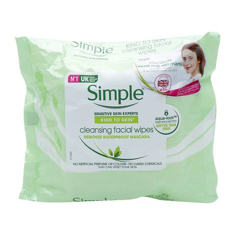 Khăn giấy ướt tẩy trang Simple Cleansing Facial Wipes (25 miếng/gói)