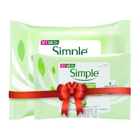 Khăn giấy ướt tẩy trang Simple Cleansing Facial Wipes (25 miếng/gói) + Tặng kèm khăn giấy ướt tẩy trang Simple (7 miếng/gói)