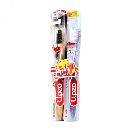Bàn chải đánh răng than hoạt tính Lipzo Ruby Charcoal + Tặng bàn chải đánh răng Lipzo Crystal Love