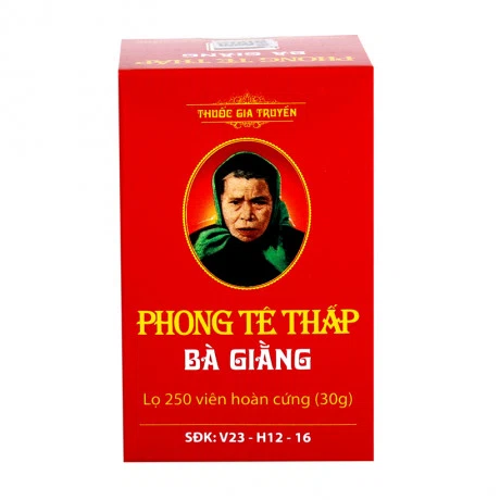Viên hoàn cứng Phong tê thấp Bà Giằng trị các bệnh viêm khớp viêm đa khớp dạng thấp (chai 250 viên)