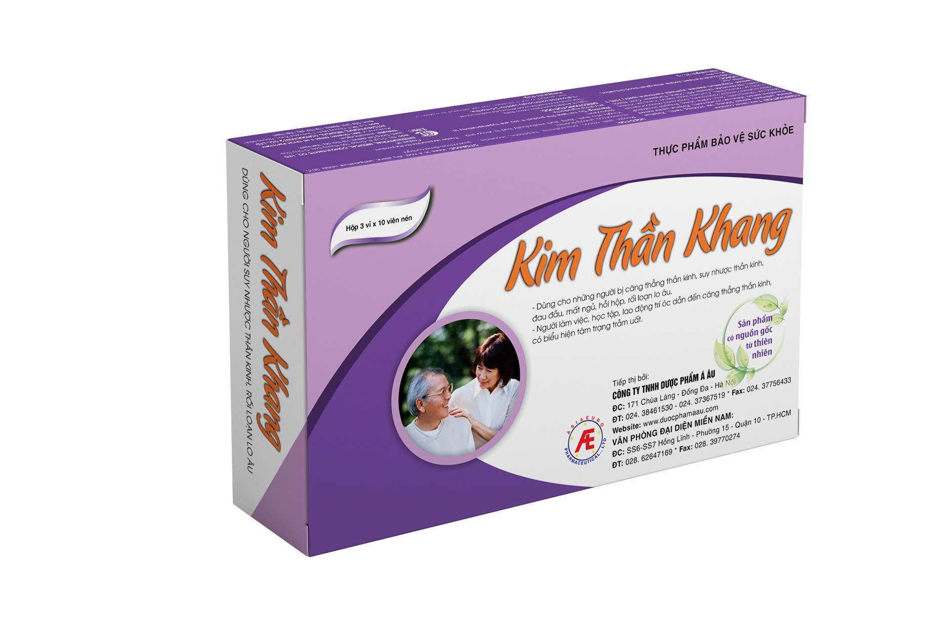Thực phẩm bảo vệ sức khỏe AE Kim Thần Khang cải thiện suy nhược thần kinh (3 vỉ x 10 viên)