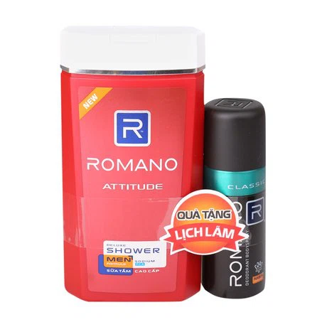 Sữa tắm cao cấp dành cho nam Romano Attitude (380g) + Tặng kèm xịt khử mùi toàn thân Romano Classic (63ml)