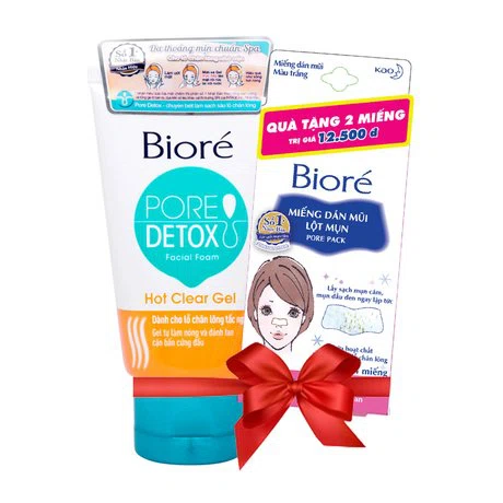 Gel rửa mặt dành cho lỗ chân lông bị tắc nghẽn Bioré (100g) + Tặng kèm 2 miếng dán lột mụn không hương Bioré
