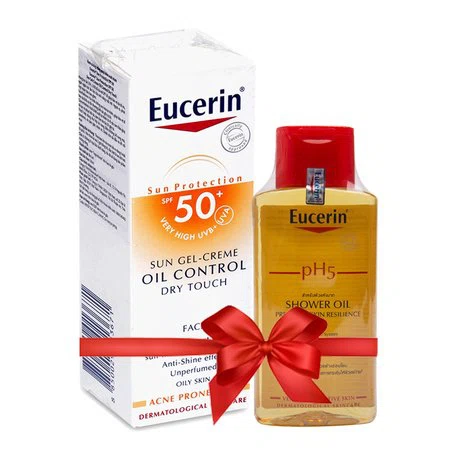 Kem chống nắng kiểm soát nhờn Eucerin Oil Control Dry Touch (50ml) + Tặng kèm dầu tắm cho da nhạy cảm Eucerin Shower Oil (200ml)