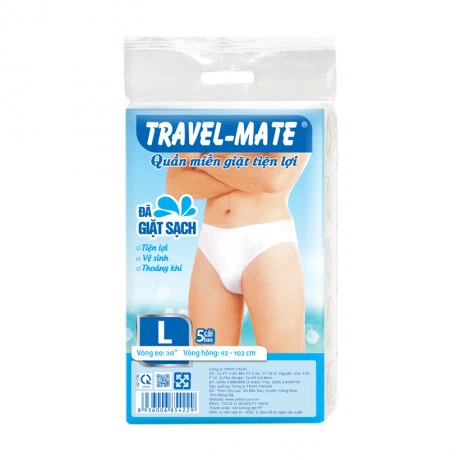 Quần lót miễn giặt cho nam Travel-Mate size L (5 cái/gói)