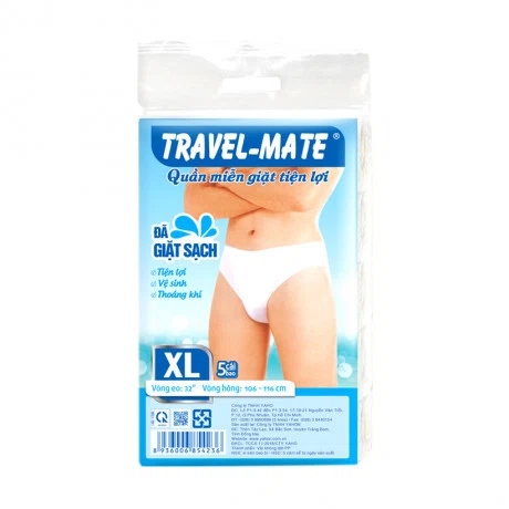 Quần lót miễn giặt cho nam Travel-Mate size XL (5 cái/gói)