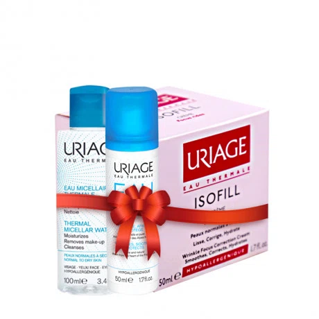 Kem dưỡng da URIAGE Isofill Creme (50ml) + nước tẩy trang Uriage (100ml) + xịt khoáng dưỡng ẩm Uriage (50ml)