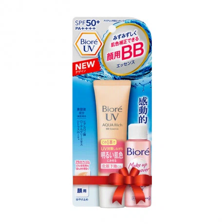 Kem nền chống nắng dưỡng da Bioré UV Aqua Rich BB Essence (33g) + Tặng nước tẩy trang Bioré (20ml)