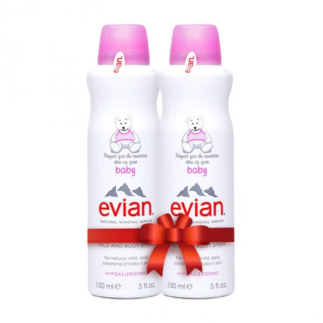 Bộ 2 chai nước xịt khoáng thiên nhiên cho bé Evian Face And Body Spray Baby (150ml)