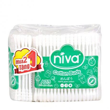Mua 2 gói tăm bông Niva AZ3 (200 que/gói) + Tặng 1 gói tăm bông Niva AZ2 (100 que/gói)