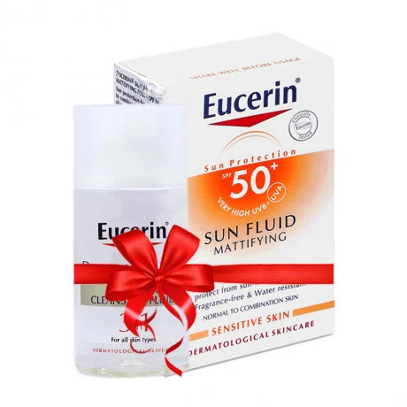 Kem chống nắng Eucerin Sun Fluid Mattifying SPF50+ (50ml) + Tặng nước tẩy trang Eucerin Dermato Clean 3in1 (125ml)