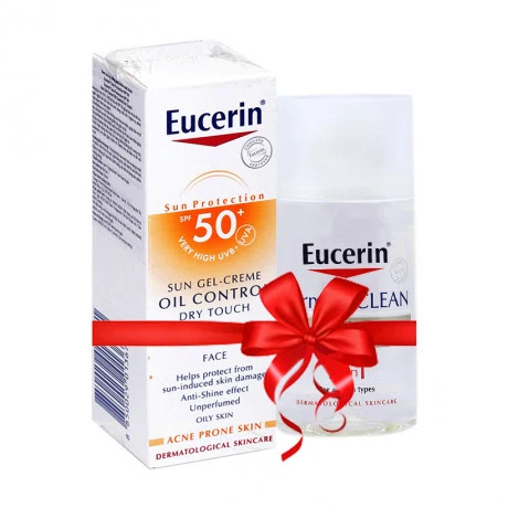 Kem chống nắng kiểm soát nhờn Eucerin Oil Control Dry Touch (50ml) + Tặng nước tẩy trang Eucerin Dermato Clean 3in1 (125ml)