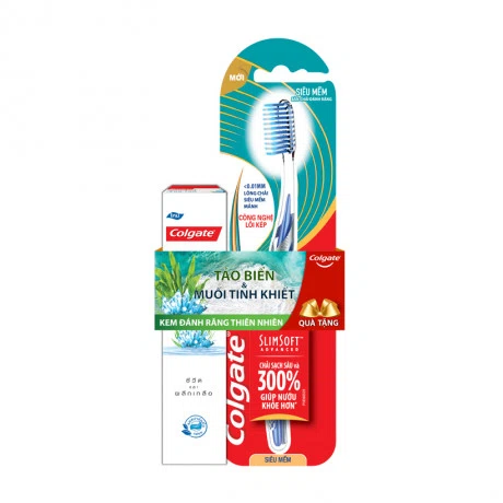 Bàn chải đánh răng Colgate Slimsoft Advanced + Tặng kem đánh răng Colgate tảo biển (40g)