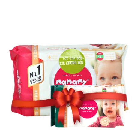 Khăn giấy ướt em bé thơm mát Mamamy (100 tờ/gói) + Tặng 1 gói khăn ướt 30 tờ