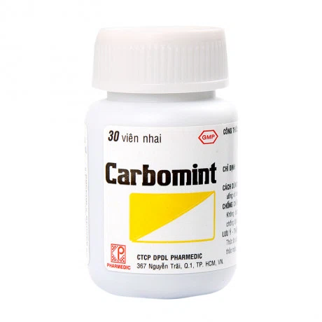 Viên nhai Carbomint điều trị đau bụng, đầy hơi, tiêu chảy (chai 30 viên)