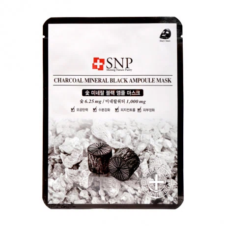 Mặt nạ chăm sóc lỗ chân lông tinh chất than hoạt tính SNP Charcoal Mineral Black Ampoule Mask (25ml)
