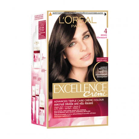 Kem nhuộm dưỡng tóc phủ bạc màu 4 nâu tự nhiên L'Oreal Excellence Crème