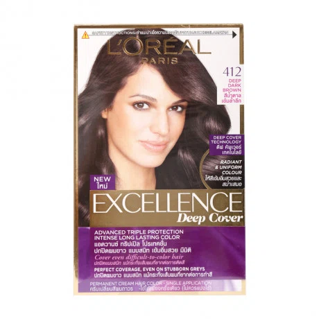 Kem nhuộm dưỡng tóc phủ bạc L'Oreal Excellence Deep Cover màu 412 nâu sẫm
