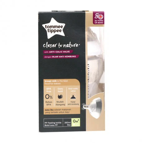 Bình sữa PP màu trắng cho trẻ từ sơ sinh Tommee Tippee (260ml)