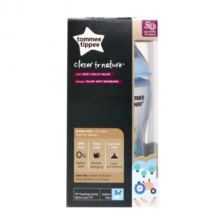 Bình sữa PP màu xanh dương cho bé trên 3 tháng tuổi Tommee Tippee (340ml)