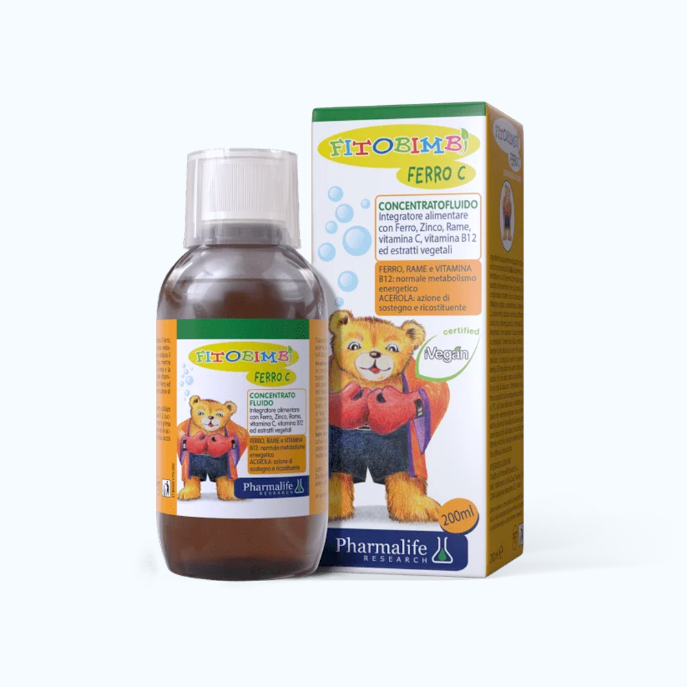 Siro Pharmalife Research Fitobimbi Ferro C bổ sung sắt, kẽm, Vitamin C cho trẻ em (Chai 200ml)