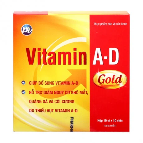 Thực phẩm bảo vệ sức khỏe Vitamin A - D Gold (10 vỉ x 10 viên/hộp)