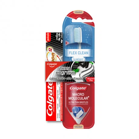 Bàn chải đánh răng mềm mảnh Colgate SlimSoft Flex Clean + Tặng kèm kem đánh răng Colgate Total (35g)