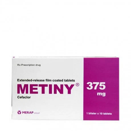 Viên bao phim Metiny 375mg điều trị nhiễm khuẩn (1 vỉ x 10 viên)