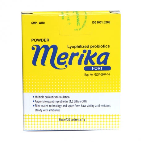Thuốc bột Merika Fort giúp cân bằng hệ vi sinh đường ruột, điều trị viêm ruột (20 gói x 1g)