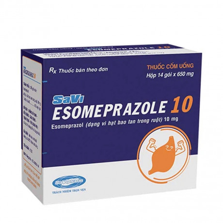 Cốm pha uống Savi Esomeprazole 10mg trị loét dạ dày tá tràng, viêm thực quản (hộp 14 gói)
