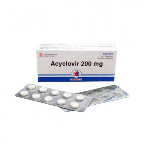 Acyclovir 200mg (10 vỉ x 10 viên/hộp)