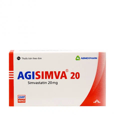Viên nén bao phim Agisimva 20mg điều trị rối loạn mỡ máu (3 vỉ x10 viên)