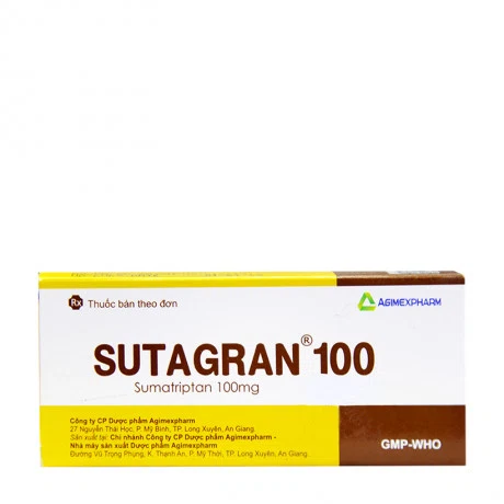 Viên nén bao phim Sutagran 100mg điều trị tích cực để cắt ngay cơn đau nửa đầu (2 vỉ x 6 viên)