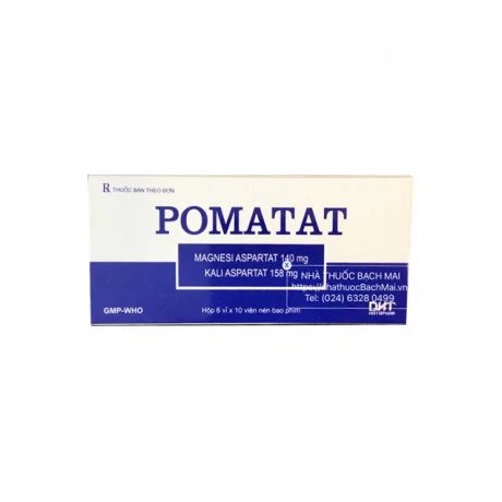 Viên nén Pomatat phòng ngừa mất điện giải, trị đau thắt ngực, nhồi máu cơ tim cấp (6 vỉ x 10 viên)