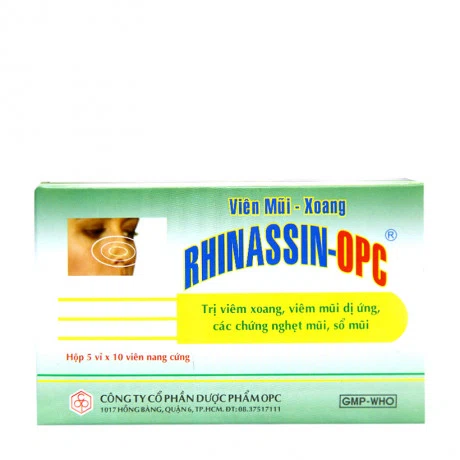 Viên nang cứng Viêm mũi xoang RHINASSIN điều trị viêm xoang, viêm mũi dị ứng (5 vỉ x 10 viên)