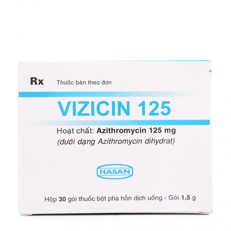 Bột pha uống Vizicin 125mg điều trị nhiễm khuẩn đường hô hấp (hộp 30 gói)
