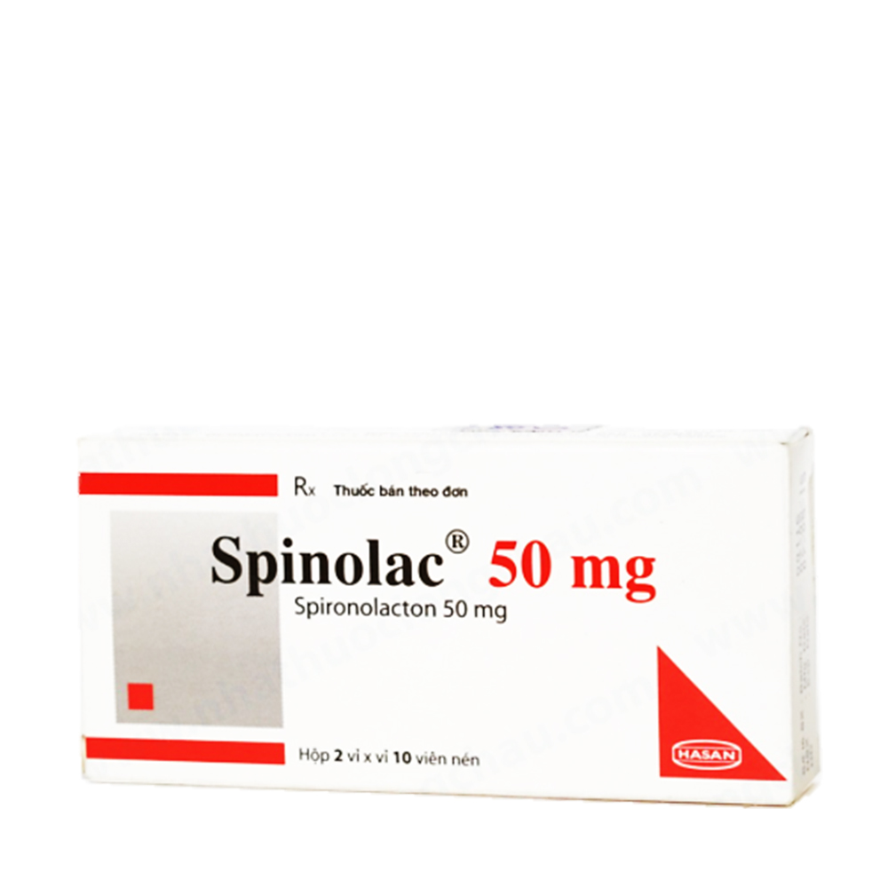 Viên nén Spinolac 50mg điều trị tăng huyết áp, tăng aldosteron nguyên phát (2 vỉ x 10 viên)