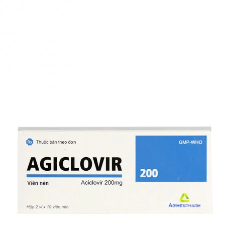 Viên nén Agiclovir 200mg điều trị nhiễm Herpes zoster, thủy đậu (2 vỉ x 10 viên)