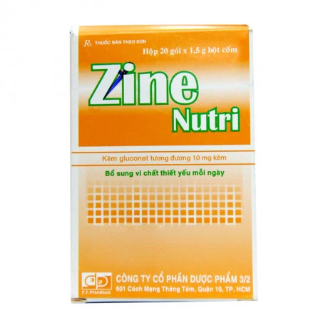 Bột cốm Zinenutri 77.4mg phòng ngừa và điều trị thiếu kẽm (hộp 20 gói)