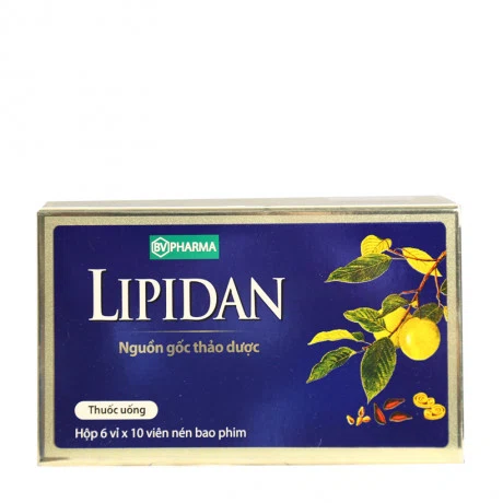 Thuốc điều trị cholesterol máu cao. hỗ trợ điều trị bệnh béo phì Lipidan 450mg (6 vỉ x 10 viên/hộp)