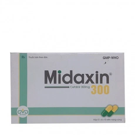 Viên nang Midaxin 300mg kháng sinh điều trị nhiễm khuẩn (1 vỉ x 10 viên)
