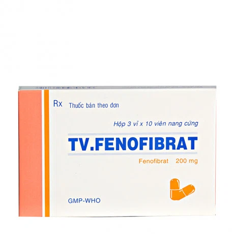 Viên nang cứng TV-Fenofibrat 200mg điều trị rối loạn mỡ máu (3 vỉ x 10 viên)