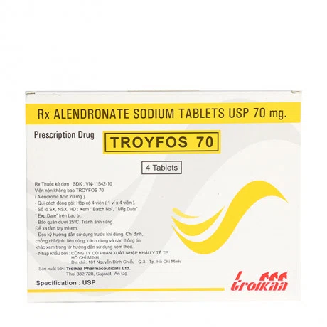 Thuốc điều trị loãng xương ở phụ nữ sau thời kỳ mãn kinh và ở nam giới Troyfos 70mg (1 vỉ x 4 viên/hộp)