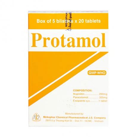 Viên nén Protamol 325mg/200mg giảm đau trong viêm khớp, đau lưng, đau cơ (5 vỉ x 20 viên)