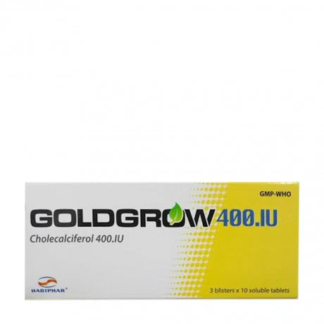 Viên nén Goldgrow 400IU điều trị thiếu vitamin D (3 vỉ x 10 viên)